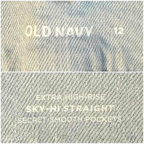 Old Navy NWT Women's Distressed Light Wash High-Rise Straight-Leg Jeans Size 12 - Picture 8 of 10